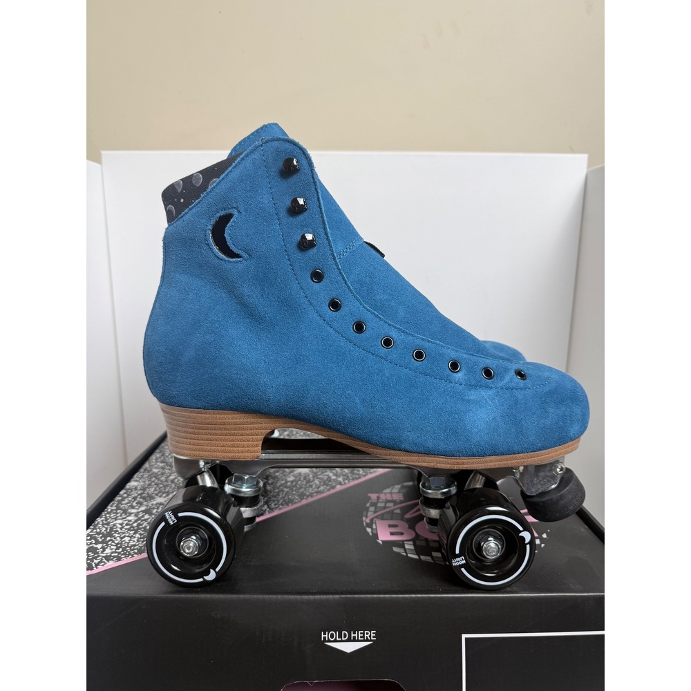 Moonlight The Moon Boot Sapphire Blue Suede Quad Roller Skates Mens 12 Womens 13